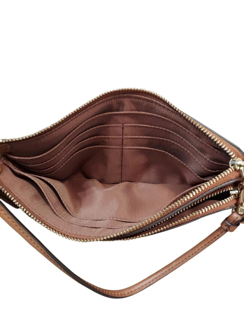 Coach Double Zip Leather Wristlet Wallet Like New